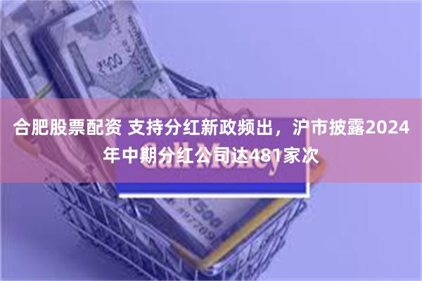 合肥股票配资 支持分红新政频出，沪市披露2024年中期分红公司达481家次