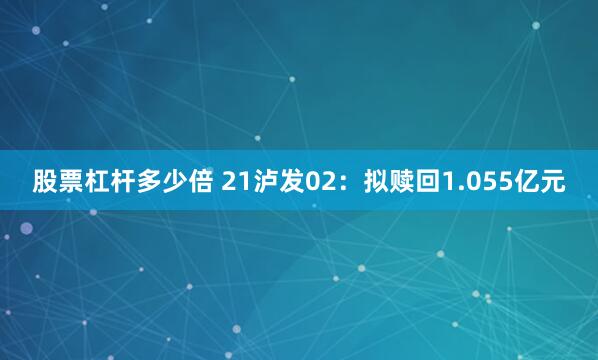 股票杠杆多少倍 21泸发02：拟赎回1.055亿元