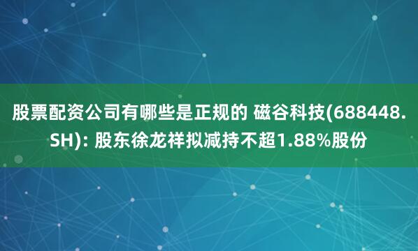 股票配资公司有哪些是正规的 磁谷科技(688448.SH): 股东徐龙祥拟减持不超1.88%股份